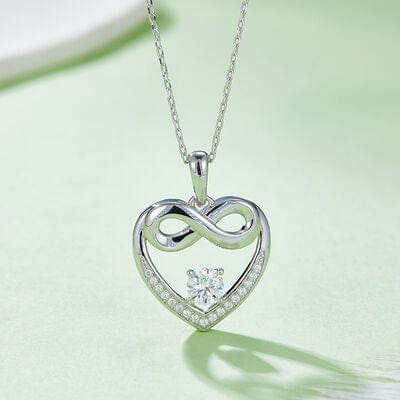 Trendsi Silver / One Size Moissanite 925 Sterling Silver Heart Necklace