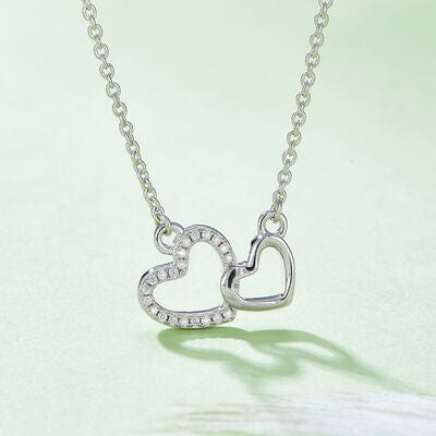 Trendsi Silver / One Size Moissanite 925 Sterling Silver Heart Necklace