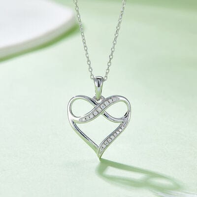 Trendsi Silver / One Size Moissanite 925 Sterling Silver Heart Necklace