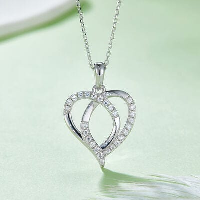 Trendsi Silver / One Size Moissanite 925 Sterling Silver Heart Shape Necklace