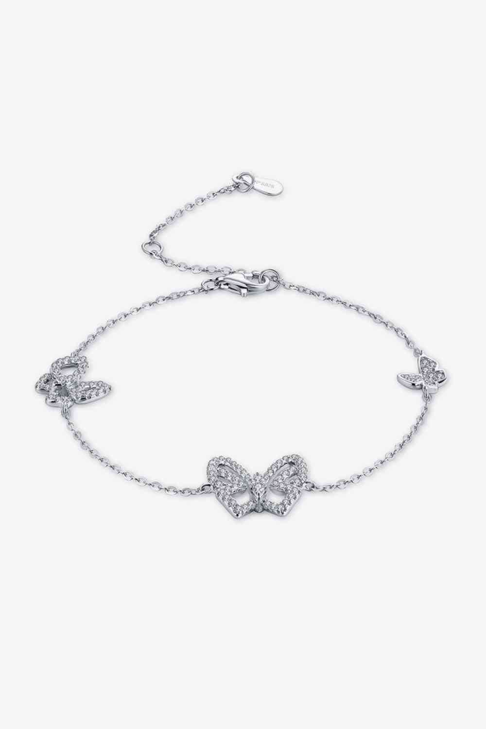 Trendsi Silver / One Size Moissanite Butterfly Shape Bracelet