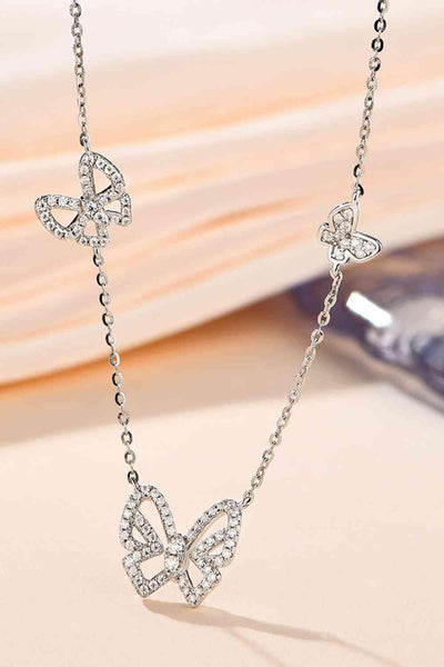 Trendsi Silver / One Size Moissanite Butterfly Shape Necklace