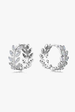 Trendsi Silver / One Size Moissanite Leaf 925 Sterling Silver Earrings