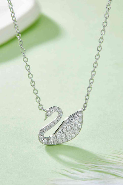 Trendsi Silver / One Size Moissanite Swan 925 Sterling Silver Necklace