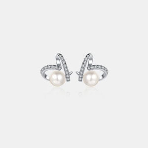 Trendsi Silver / One Size Natural Pearl Moissanite 925 Sterling Silver Earrings