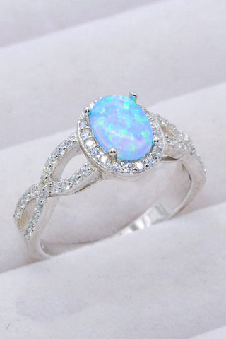 Trendsi Sky Blue / 6 925 Sterling Silver Opal Halo Ring