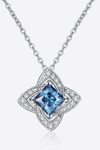 Trendsi Sky Blue / One Size 1 Carat Moissanite Floral Pendant Necklace