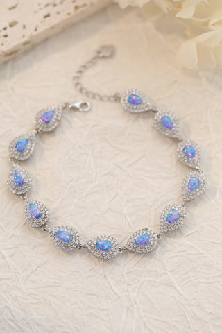 Trendsi Sky Blue / One Size 925 Sterling Silver Opal Bracelet