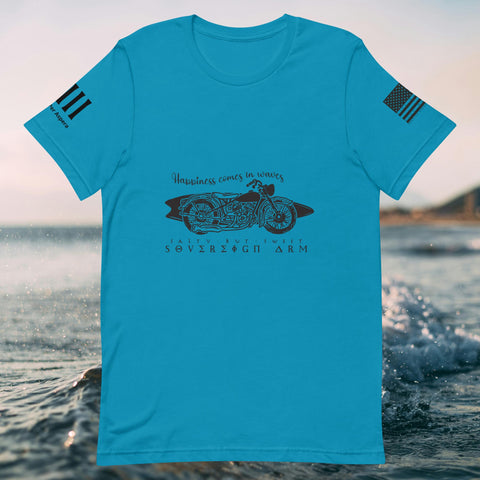 Happiness comes in wave motorcycle Unisex t-shirt