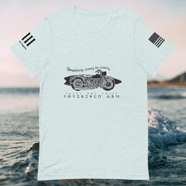 Happiness comes in wave motorcycle Unisex t-shirt