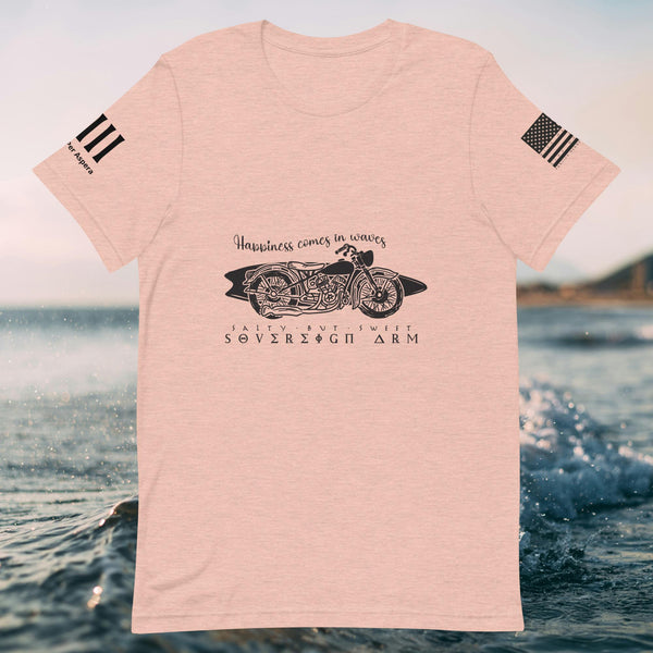 Happiness comes in wave motorcycle Unisex t-shirt