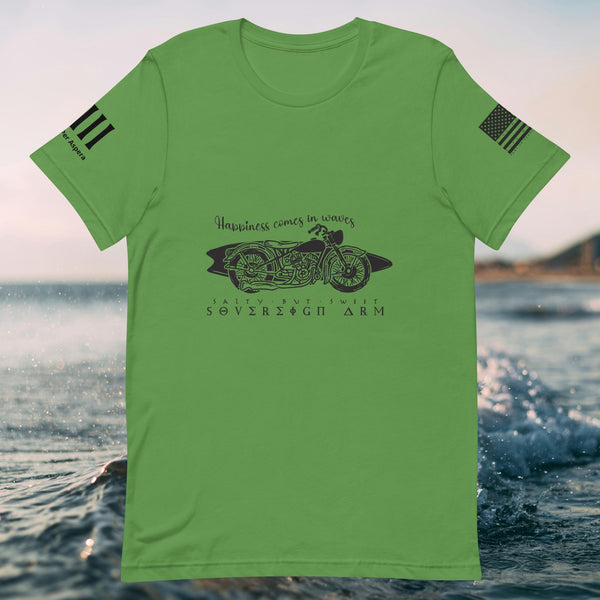 Happiness comes in wave motorcycle Unisex t-shirt