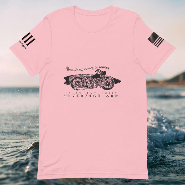 Happiness comes in wave motorcycle Unisex t-shirt