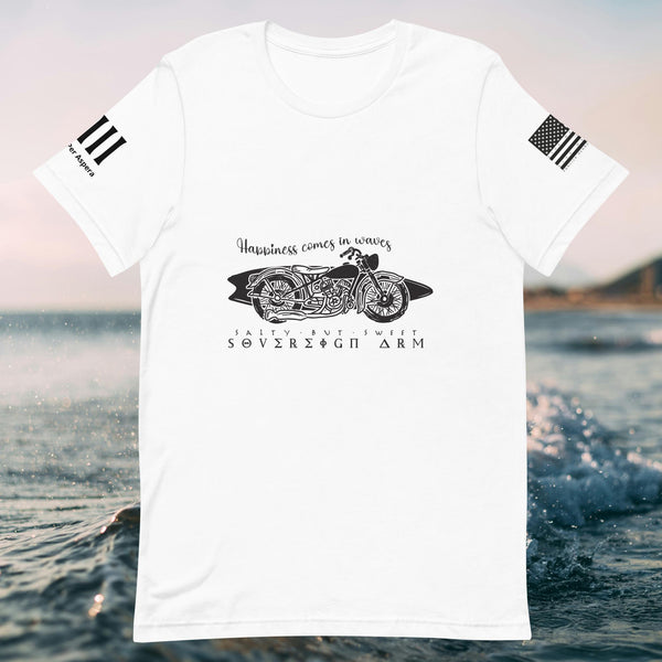 Happiness comes in wave motorcycle Unisex t-shirt