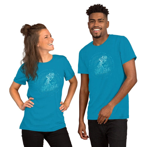 sovereignarm.com Aqua / S Zodiac Aquarius, I am | Water Print Short-Sleeve Unisex T-Shirt