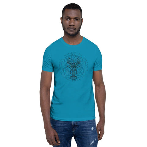 sovereignarm.com Aqua / S Zodiac Cancer, I am | Black Short-Sleeve Unisex T-Shirt