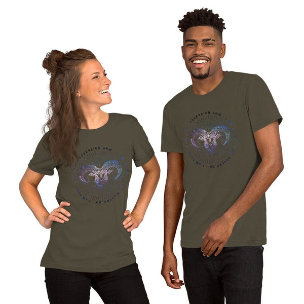 sovereignarm.com Army / S Zodiac Aries | Space Print Short-Sleeve Unisex T-Shirt