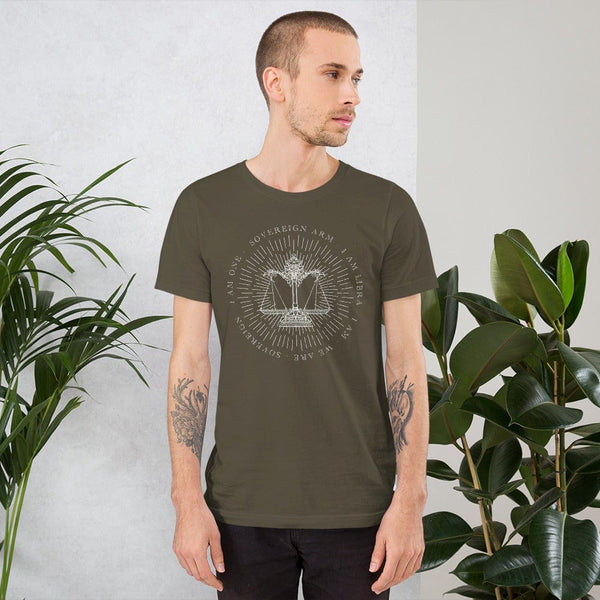 sovereignarm.com Army / S Zodiac Libra, I am | White Print Short-Sleeve Unisex T-Shirt