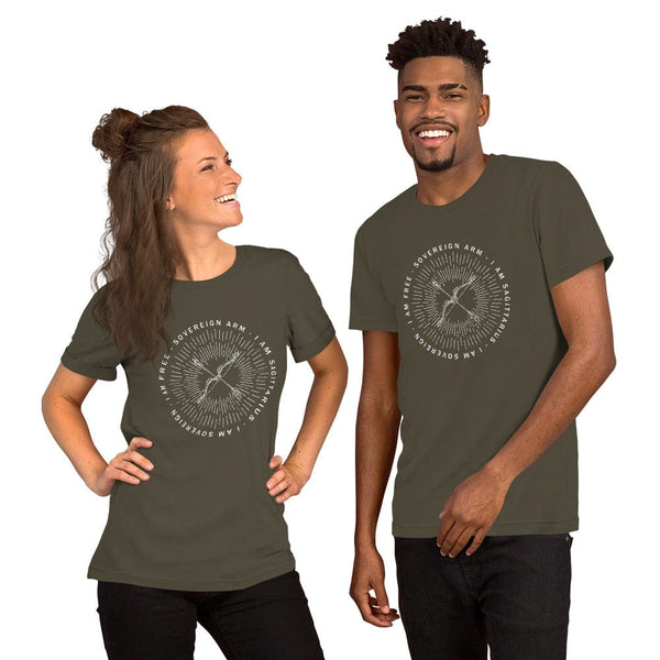 sovereignarm.com Army / S Zodiac Sagittarius, I am sovereign | White Print Short-Sleeve Unisex T-Shirt