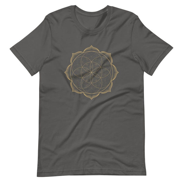 sovereignarm.com Asphalt / S Flower of life lotus | Gold Print Short-Sleeve Unisex T-Shirt