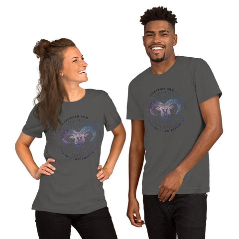 sovereignarm.com Asphalt / S Zodiac Aries | Space Print Short-Sleeve Unisex T-Shirt