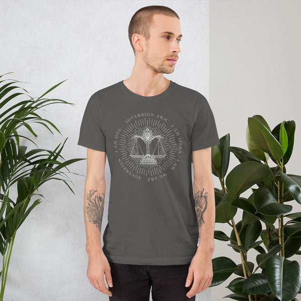 sovereignarm.com Asphalt / S Zodiac Libra, I am | White Print Short-Sleeve Unisex T-Shirt