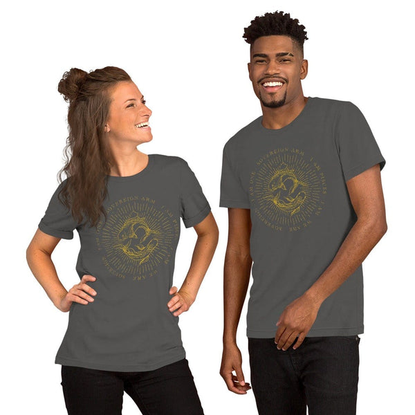 sovereignarm.com Asphalt / S Zodiac Pisces, I am | Gold Print Short-Sleeve Unisex T-Shirt