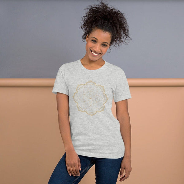 sovereignarm.com Athletic Heather / S Flower of life lotus | Gold Print  Short-Sleeve Unisex T-Shirt