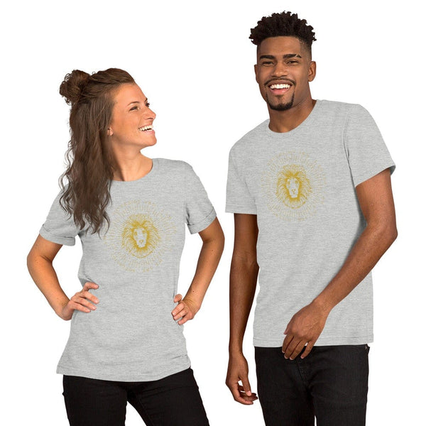 sovereignarm.com Athletic Heather / S Zodiac Leo, I am | Gold Print Short-Sleeve Unisex T-Shirt