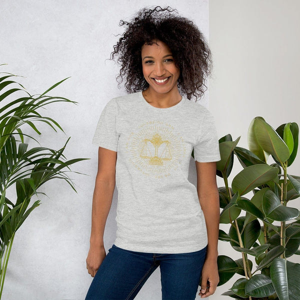 sovereignarm.com Athletic Heather / S Zodiac Libra, I am | Gold Print Short-Sleeve Unisex T-Shirt