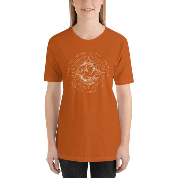 sovereignarm.com Autumn / S Zodiac Pisces, I am | White Print Short-Sleeve Unisex T-Shirt