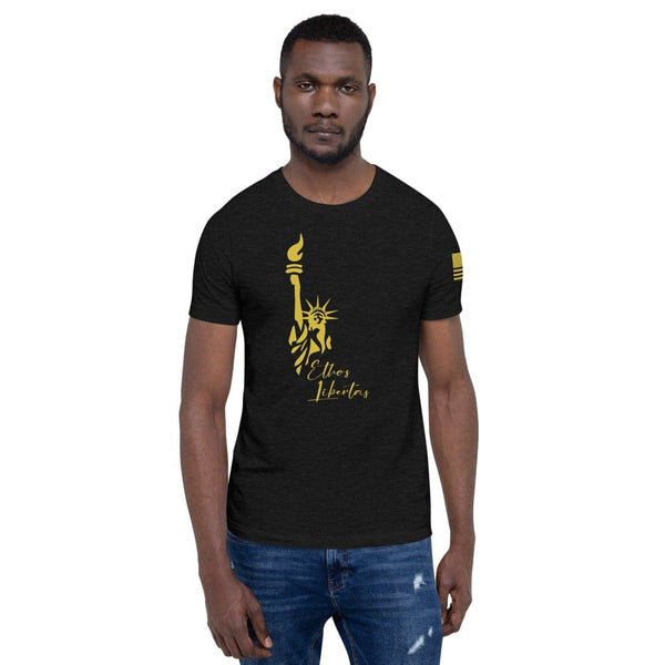 sovereignarm.com Black Heather / XS Ethos Libertas Gold Short-Sleeve Unisex T-Shirt