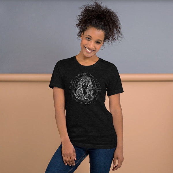 sovereignarm.com Black Heather / XS Zodiac Virgo, I am | White Print Short-Sleeve Unisex T-Shirt