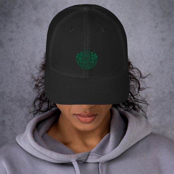 sovereignarm.com Black Swift Harvest Sun Shine | Green Print Trucker Cap