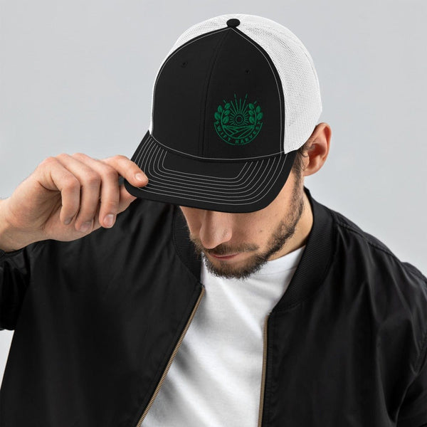 sovereignarm.com Black / White Swift Harvest Sun Shine | Green Print Trucker Cap