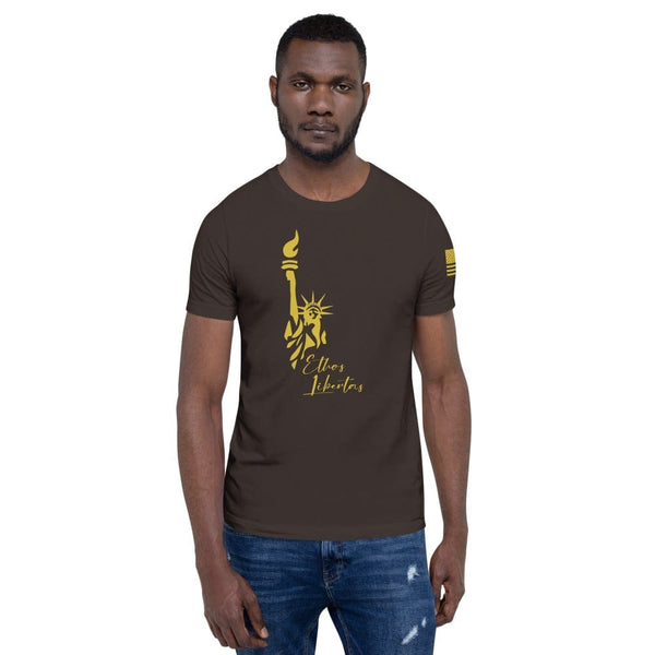 sovereignarm.com Brown / S Ethos Libertas Gold Short-Sleeve Unisex T-Shirt