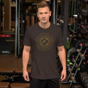 sovereignarm.com Brown / S Zodiac Sagittarius, I am | Gold Print Short-Sleeve Unisex T-Shirt