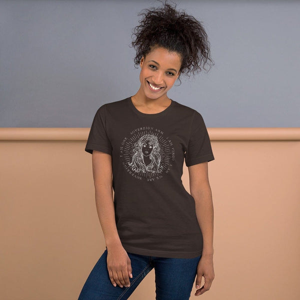 sovereignarm.com Brown / S Zodiac Virgo, I am | White Print Short-Sleeve Unisex T-Shirt