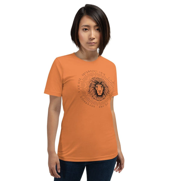 sovereignarm.com Burnt Orange / XS Zodiac Leo, I am | Black Print Short-Sleeve Unisex T-Shirt