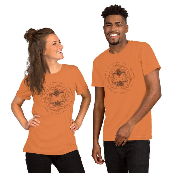 sovereignarm.com Burnt Orange / XS Zodiac Libra, I am | Black Print Short-Sleeve Unisex T-Shirt