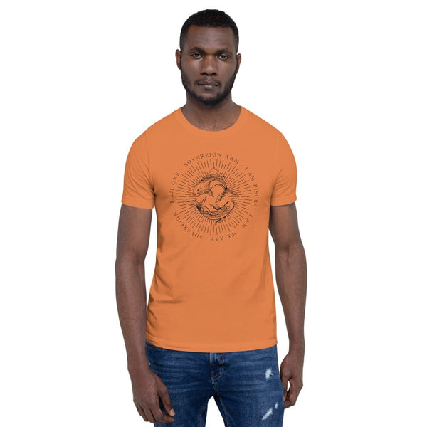 sovereignarm.com Burnt Orange / XS Zodiac Pisces, I am | Black Print Short-Sleeve Unisex T-Shirt