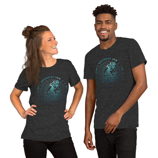 sovereignarm.com Dark Grey Heather / XS Zodiac Aquarius, I am a sovereign being | Water Print Short-Sleeve Unisex T-Shirt