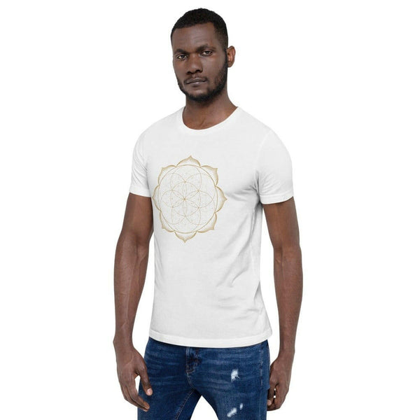 sovereignarm.com Flower of life lotus | Gold Print Short-Sleeve Unisex T-Shirt