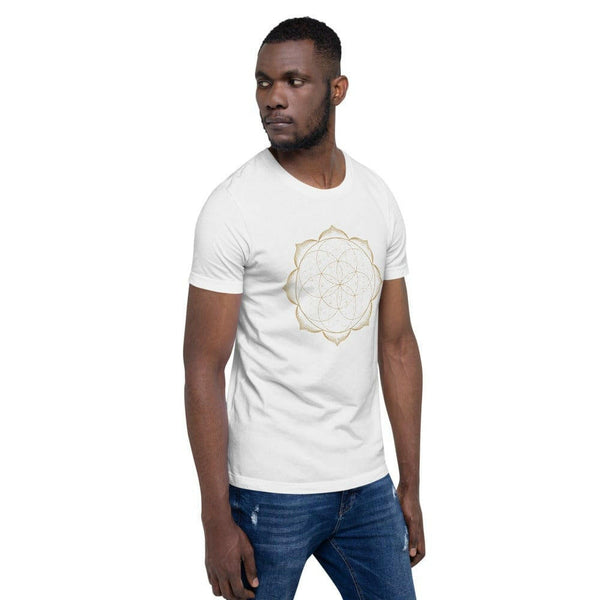 sovereignarm.com Flower of life lotus | Gold Print Short-Sleeve Unisex T-Shirt