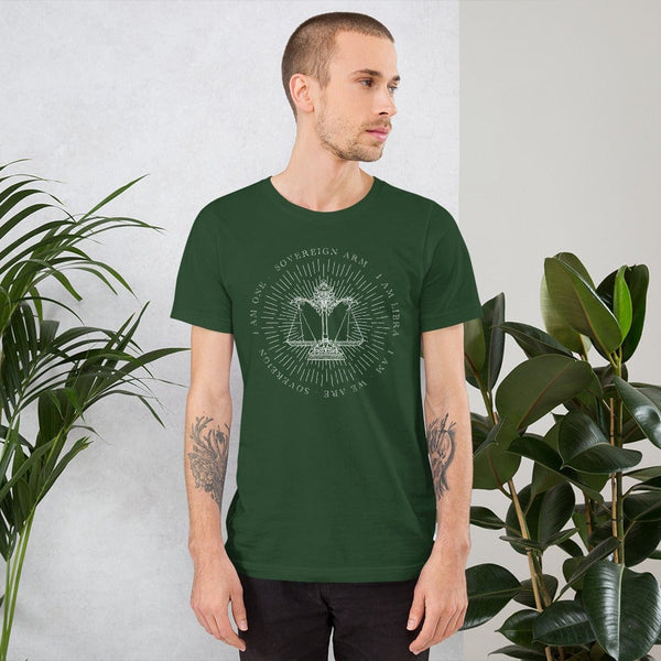 sovereignarm.com Forest / S Zodiac Libra, I am | White Print Short-Sleeve Unisex T-Shirt