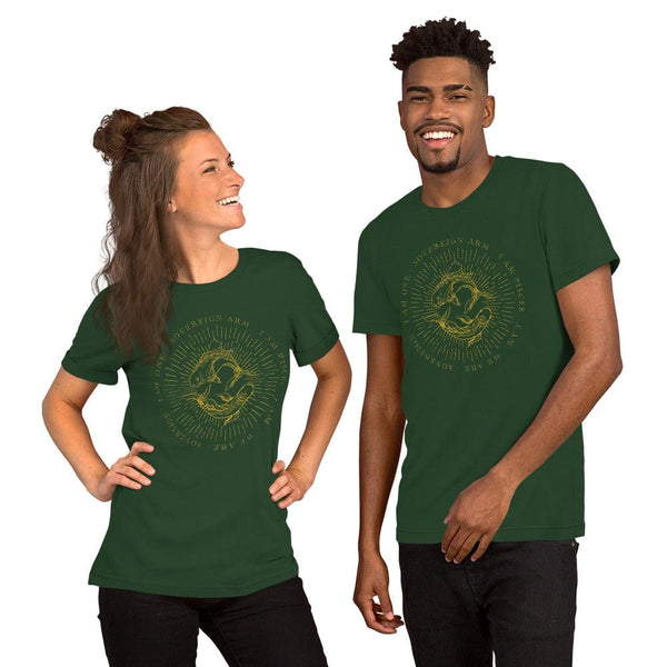 sovereignarm.com Forest / S Zodiac Pisces, I am | Gold Print Short-Sleeve Unisex T-Shirt