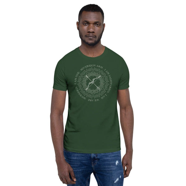 sovereignarm.com Forest / S Zodiac Sagittarius, I am | White Print Short-Sleeve Unisex T-Shirt