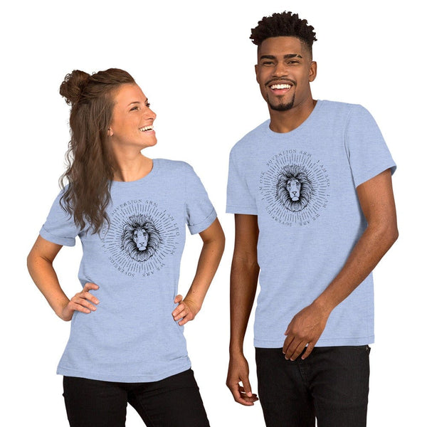 sovereignarm.com Heather Blue / S Zodiac Leo, I am | Black Print Short-Sleeve Unisex T-Shirt