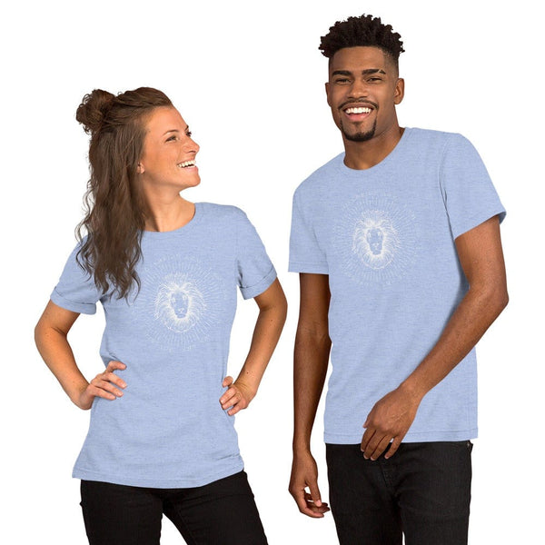 sovereignarm.com Heather Blue / S Zodiac Leo, I am | White Print Short-Sleeve Unisex T-Shirt