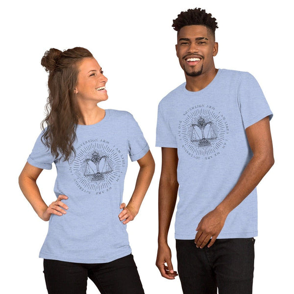 sovereignarm.com Heather Blue / S Zodiac Libra, I am | Black Print Short-Sleeve Unisex T-Shirt